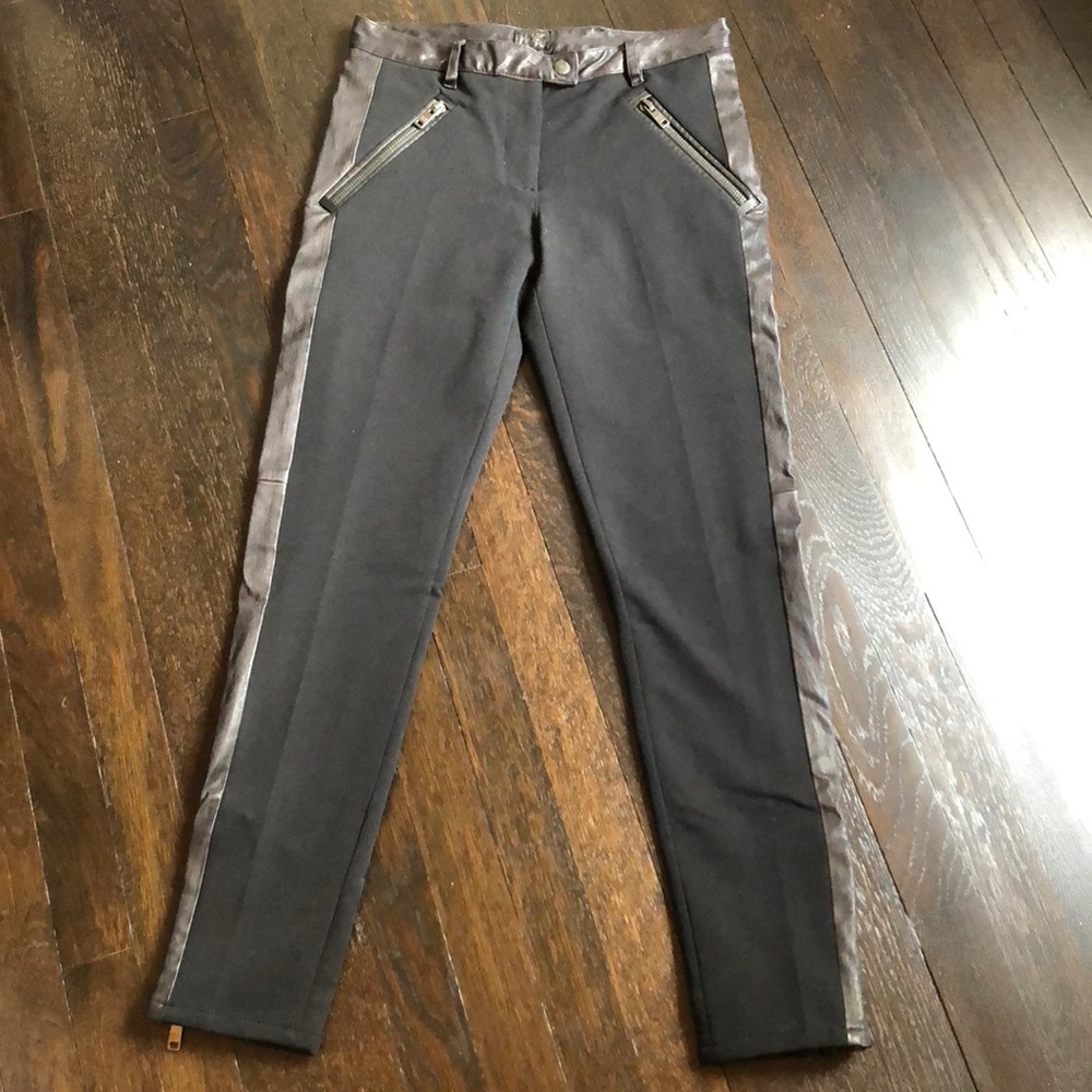Black Prada Leather trim skinny pants